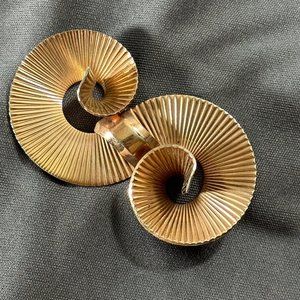 Vintage 1940s Brookraft Brooch Pin Modernist Gold Tone